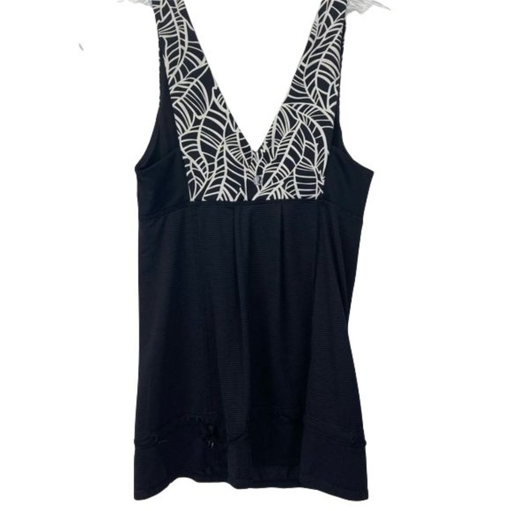 LULULEMON Women Palm "Hustle & Bustle" Tank Top Size 4 Black / White - Picture 8 of 14